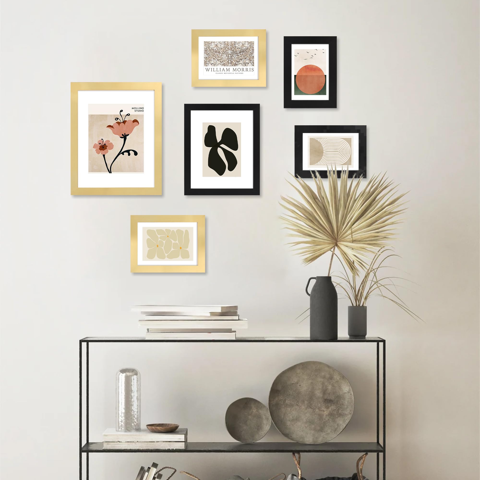Hongkee 5x7 Picture Frame (4 Pack, Gold) Made of Real Glass and Wooden Frame - Display Pictures 4x6 with Mat or 5x7 Without Mat,